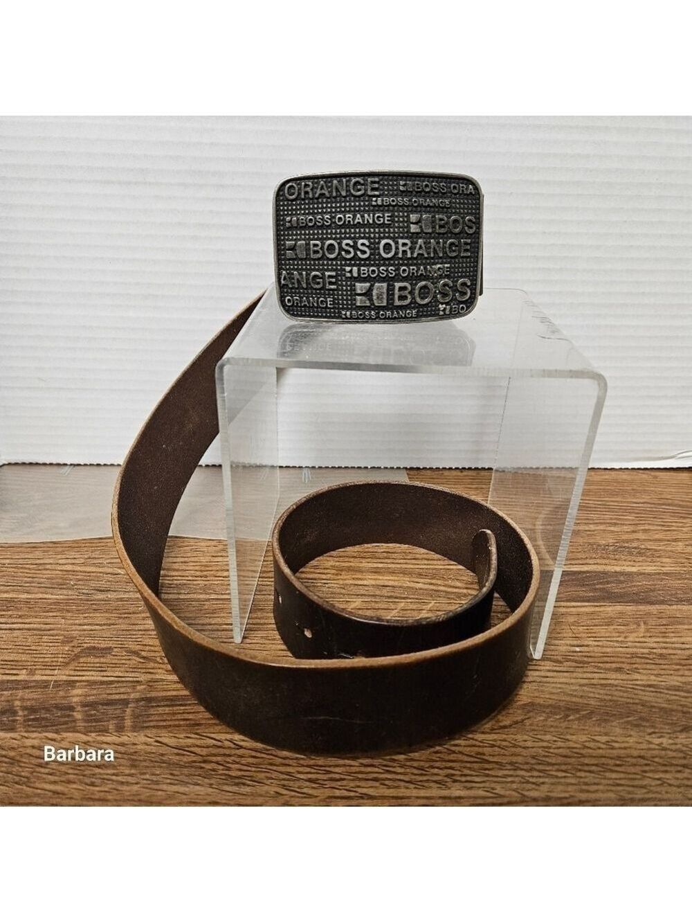 Vintage Discontinued Boss Orange Brown Italian Leather Belt, Size 90-34